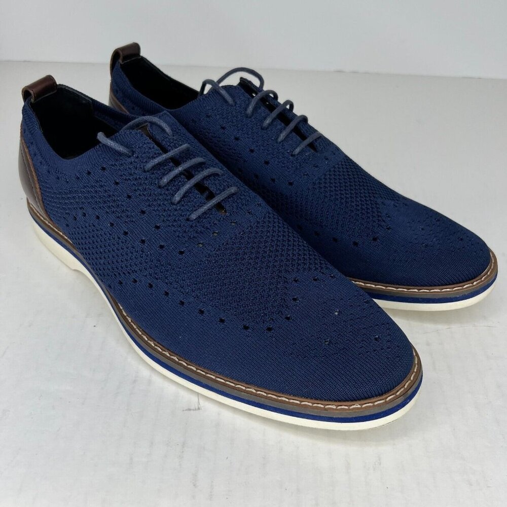 Aiden & Mason Mens AM-Albert3 Blue Oxford Wingtip Mesh Size 10.5M Casual Shoes - Picture 2 of 9